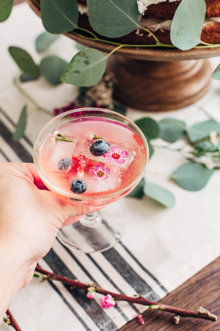 Berry Ice Cubes with Edible Flowers