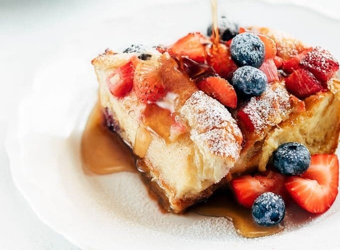 Baked Croissant French Toast with Mixed Berries
